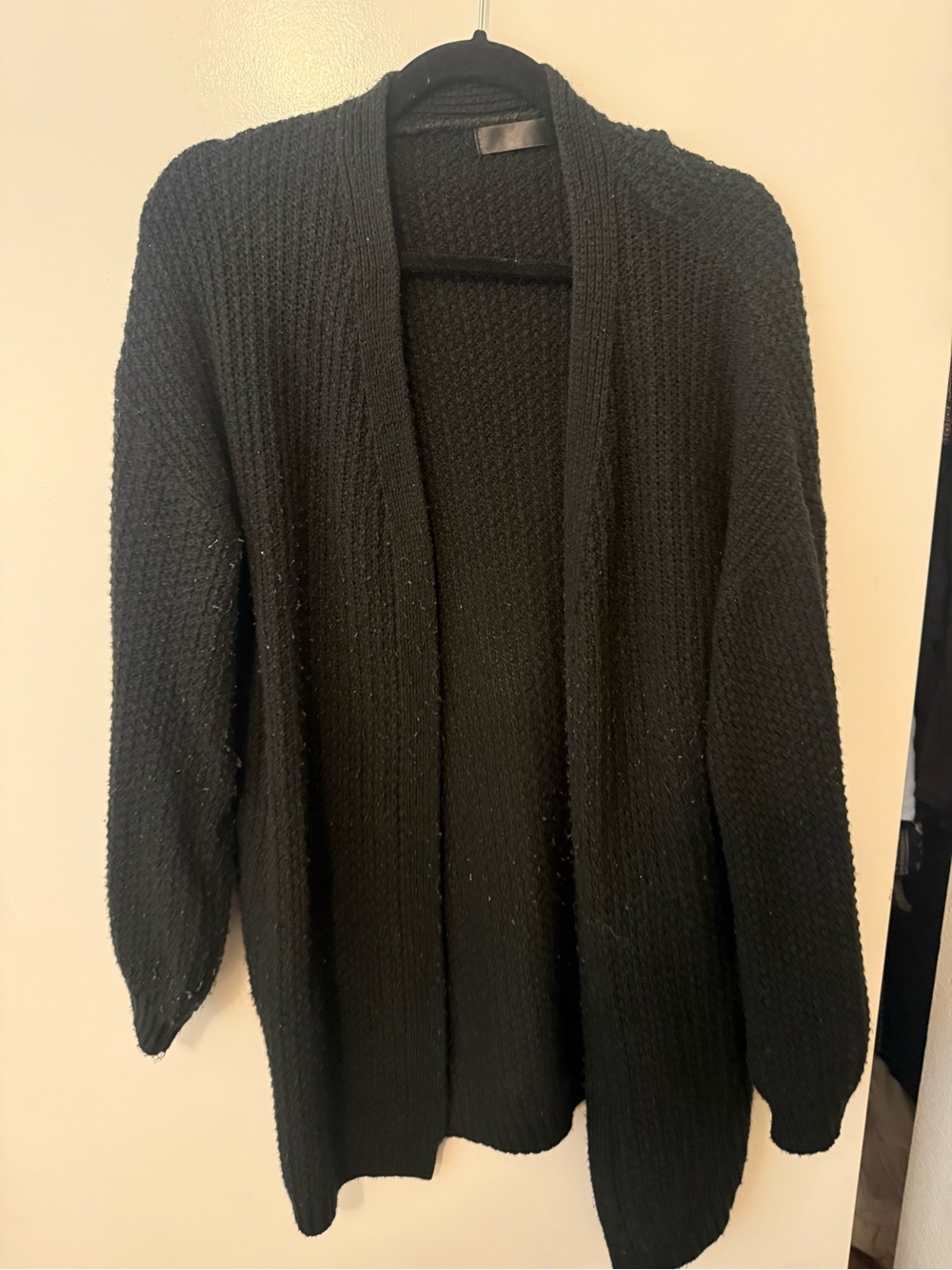 Black Open-Front Women's Sweater Cardigan with pockets